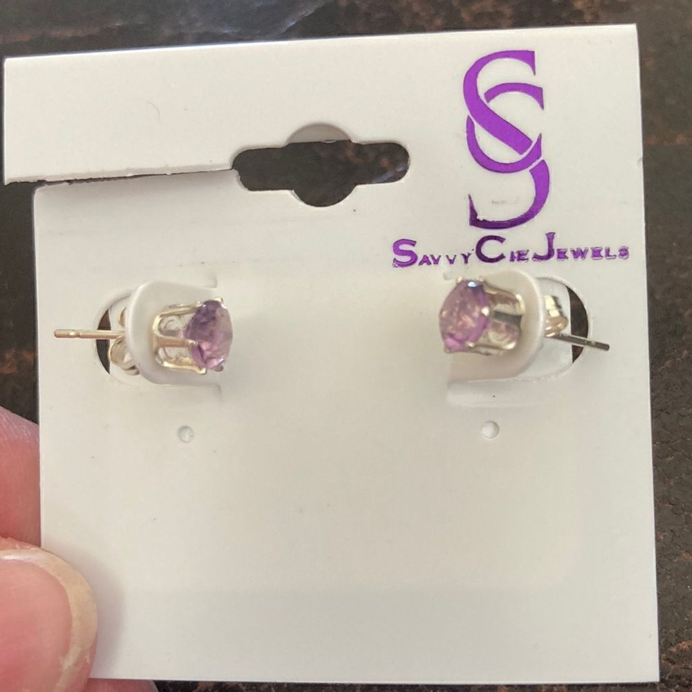Savvy Cie Jewels Amethyst Stud Earrings